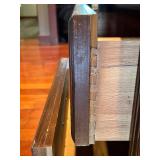 Dark Wood Nightstand - 2 Drawers & Ornate Brass Handles