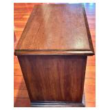 Dark Wood Nightstand - 2 Drawers & Ornate Brass Handles