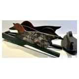 Vintage Mallard Duck Decoy Pair on Green Base