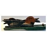 Vintage Mallard Duck Decoy Pair on Green Base