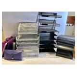 Metal Mesh Desk Organizer Set with Tiered Letter Trays & Drawer & multiple Binders