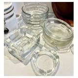 Glassware Set with White Ceramic Jar & Clear Glass Bowls, Cups & Wooden Bowl