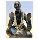 Ceramica Hand Painted Salt Box Made in Italy, Seated Mosaic Figurine & Tall Figurine