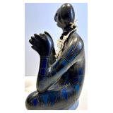 Ceramica Hand Painted Salt Box Made in Italy, Seated Mosaic Figurine & Tall Figurine