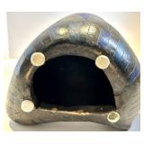 Ceramica Hand Painted Salt Box Made in Italy, Seated Mosaic Figurine & Tall Figurine