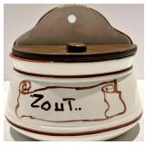 Ceramica Hand Painted Salt Box Made in Italy, Seated Mosaic Figurine & Tall Figurine