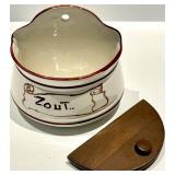 Ceramica Hand Painted Salt Box Made in Italy, Seated Mosaic Figurine & Tall Figurine