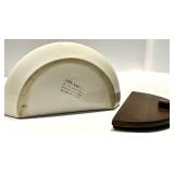 Ceramica Hand Painted Salt Box Made in Italy, Seated Mosaic Figurine & Tall Figurine