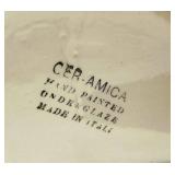 Ceramica Hand Painted Salt Box Made in Italy, Seated Mosaic Figurine & Tall Figurine