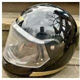 Sprint Full-Face Motorcycle Helmet Black & Gold Stripes