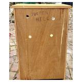 Oak Wood Storage Cabinet with Open Shelves & Double Doors