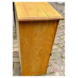 Oak Wood Storage Cabinet with Open Shelves & Double Doors