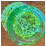 Green Splatter Glass Vase - Textured Mosaic Pattern