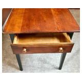 End Table with Drawer - Wood Top, Dovetail Drawer, Black Painted Legs