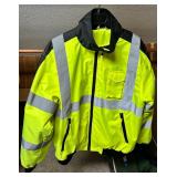 Hi-Visibility Safety Jacket Neon Yellow with Reflective Strips & Chest Pocket