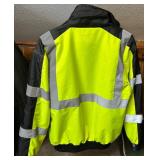 Hi-Visibility Safety Jacket Neon Yellow with Reflective Strips & Chest Pocket