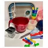 Kitchen Set with Red Mixing Bowl & Colorful Measuring Cups & Accessories