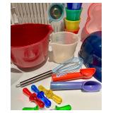 Kitchen Set with Red Mixing Bowl & Colorful Measuring Cups & Accessories