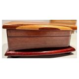 Vintage Wooden Box Set with Lidded Boxes, Glass Bottles & Ceramic Canister