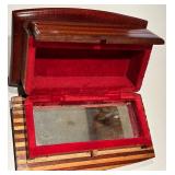 Vintage Wooden Box Set with Lidded Boxes, Glass Bottles & Ceramic Canister