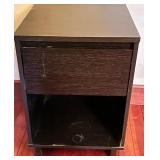 Black Wood Nightstand with Drawer