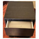 Black Wood Nightstand with Drawer