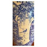 Vintage Palace Blue & White Porcelain Vase on Stand with Divider Insert