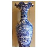 Vintage Palace Blue & White Porcelain Vase on Stand with Divider Insert