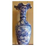 Vintage Palace Blue & White Porcelain Vase on Stand with Divider Insert