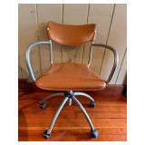 Vintage Mid-Century Leather Office Chair - Brown Upholstery, Metal Frame & 5-Star Base #1