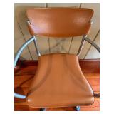 Vintage Mid-Century Leather Office Chair - Brown Upholstery, Metal Frame & 5-Star Base #1