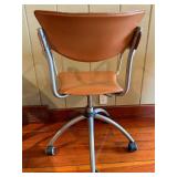 Vintage Mid-Century Leather Office Chair - Brown Upholstery, Metal Frame & 5-Star Base #1