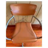 Vintage Mid-Century Leather Office Chair - Brown Upholstery, Metal Frame & 5-Star Base #3