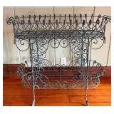 Vintage Two-Tier Wrought Iron Plant Stand & Scrollwork