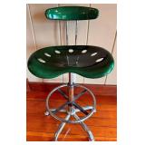 Retro Green Drafting Chair / Bar Stool with Tractor Seat