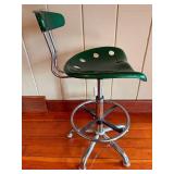 Retro Green Drafting Chair / Bar Stool with Tractor Seat