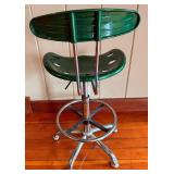 Retro Green Drafting Chair / Bar Stool with Tractor Seat