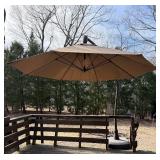 Offset Cantilever Patio Umbrella - Tan Canopy & Heavy Base