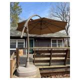 Offset Cantilever Patio Umbrella - Tan Canopy & Heavy Base