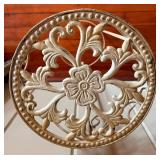 Vintage Plant Stand - Iron Floral Openwork Top - Antique White