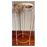 Vintage Plant Stand - Iron Floral Openwork Top - Antique White
