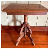 Antique Carved Pedestal End Table - 22 x 16 x 27 in