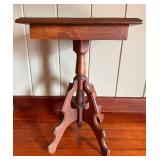 Antique Carved Pedestal End Table - 22 x 16 x 27 in