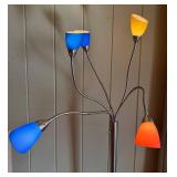 Multi-Arm Floor Lamp with Blue & Orange Cone Shades, 66 Inches Tall