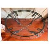Round Glass Top Table & Wrought Iron Scroll Base - 30 Dia x 24 H
