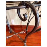 Round Glass Top Table & Wrought Iron Scroll Base - 30 Dia x 24 H