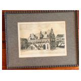 Framed Cityscape Etching & Architecture Print - Signed