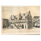Framed Cityscape Etching & Architecture Print - Signed