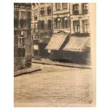 Framed Cityscape Etching & Architecture Print - Signed