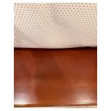 Wooden Bench with Floral Carved End Caps & Cushioned Seat